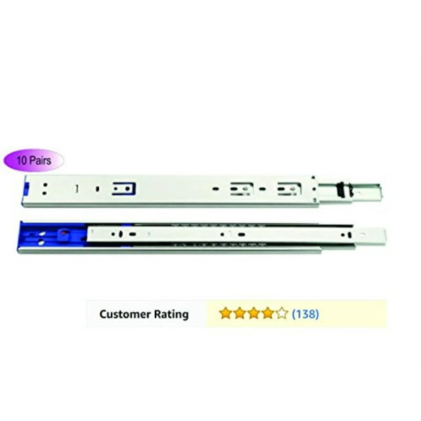 Promark 100LB Capacity Full Extension Soft/Self Closing Side Mount Drawer Slides 18 Inches-10 Pack Promark 100LB Capacity Full Extension Soft/Self Closing Side Mount Drawer Slides 18 Inches-10 Pack